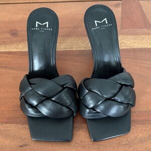 Marc Fisher Black Braided Slide Sandals 5.5